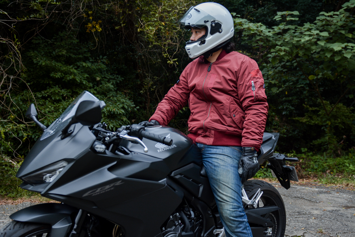 ホンダ•MA-1タイプバイクジャケット　インナー付き　プロテクター付き 一見カジュアルだけどバイク用！お洒落とプロテクション、防寒性