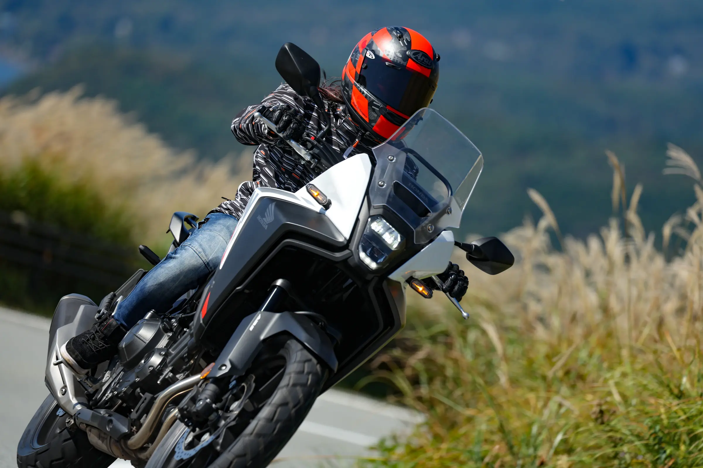 H-D Motorcycle Girl 横80, 縦59cm キャンパス地 レーシング女子岡崎静夏の『いつもバイクで!』【NX400編】疲れず、快適